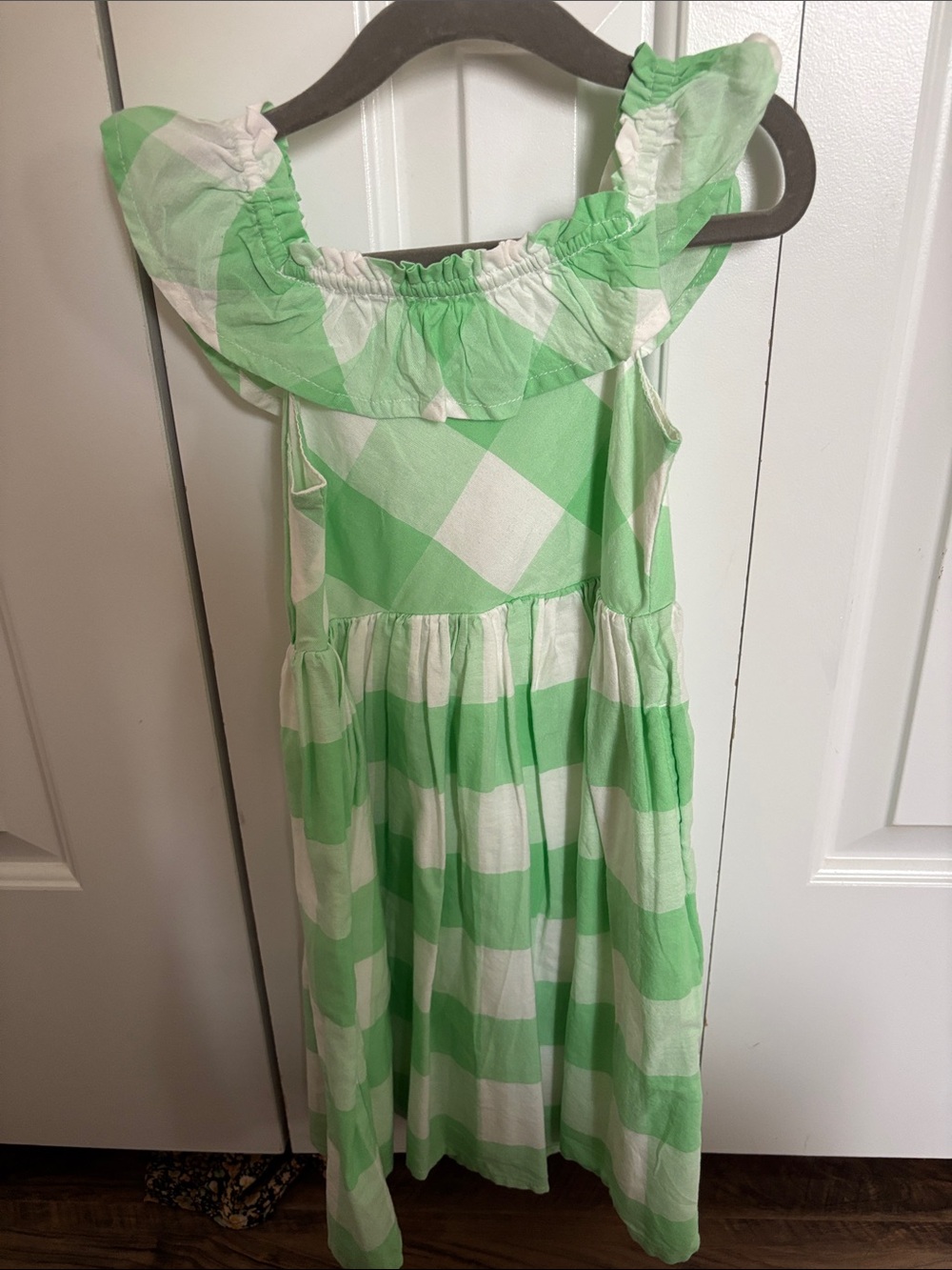 Cat & Jack Green and White Gingham Ruffle Sundress